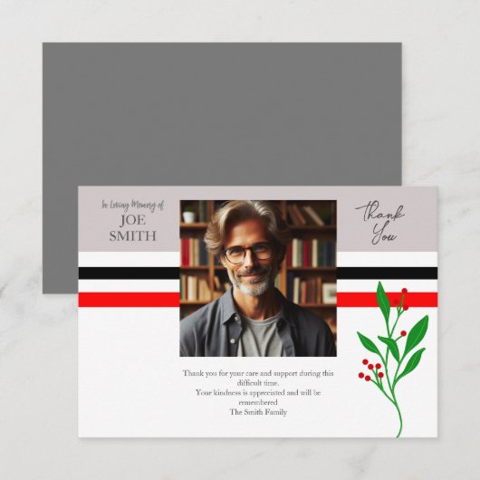 Moderne botanische begrafenis bedankkaart (Voorkant / Achterkant)