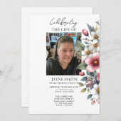 Moderne botanische begrafenisdienst e-vite kaart (Voorkant / Achterkant)