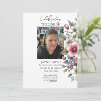 Moderne botanische begrafenisdienst e-vite kaart