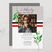 Moderne botanische begrafenisdienst e-vite kaart (Voorkant / Achterkant)