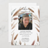 Moderne botanische begrafenisdienst e-vite kaart (Voorkant / Achterkant)