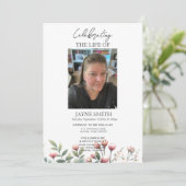 Moderne botanische begrafenisdienst e-vite kaart (Staand voorkant)