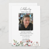 Moderne botanische begrafenisdienst e-vite kaart (Voorkant / Achterkant)