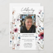 Moderne botanische begrafenisdienst e-vite kaart (Voorkant / Achterkant)