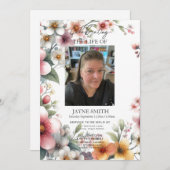 Moderne botanische begrafenisdienst e-vite kaart (Voorkant / Achterkant)