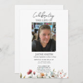 Moderne botanische begrafenisdienst e-vite kaart (Voorkant / Achterkant)