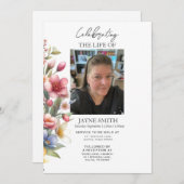 Moderne botanische begrafenisdienst e-vite kaart (Voorkant / Achterkant)