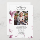 Moderne botanische begrafenisdienst e-vite kaart (Voorkant / Achterkant)