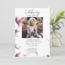 Moderne botanische begrafenisdienst e-vite kaart