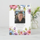 Moderne botanische begrafenisdienst e-vite kaart (Staand voorkant)