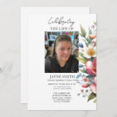 Moderne botanische begrafenisdienst e-vite kaart (Voorkant / Achterkant)