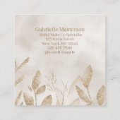 Moderne Botanische Beige Boho Foto Script  Vierkante Visitekaartje (Achterkant)