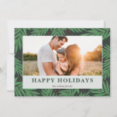 Moderne botanische bessen groene foto feestdagenkaart (Voorkant)