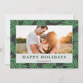 Moderne botanische bessen groene foto feestdagenkaart