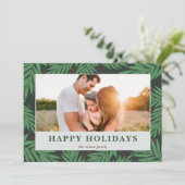 Moderne botanische bessen groene foto feestdagenkaart (Staand voorkant)