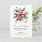 Moderne Botanische Bessen Niet Foto Kerst Feestdagenkaart (Staand voorkant)