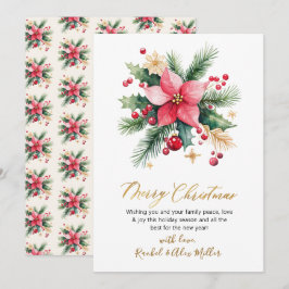 Moderne Botanische Bessen Niet Foto Kerst Feestdagenkaart