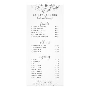 Moderne Botanische Black & White Spa 3 Services Me Reclamekaart