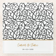 Moderne Botanische Blad Patroon Namen Datum