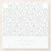 Moderne Botanische Blad Patroon Namen Datum Glazen Onderzetter (Achterkant)