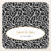 Moderne Botanische Blad Patroon Namen Datum Kartonnen Onderzetters (Voorkant)