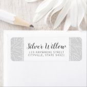 Moderne botanische blad tak zilveren afzenderadres etiket (Insitu)