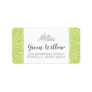 Moderne botanische blad takken groen minimalistisc etiket