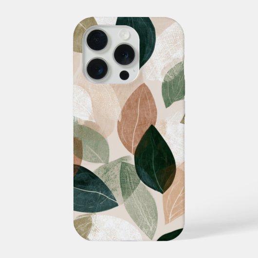 Moderne botanische blad telefoonhoes – Aardtinten iPhone Hoesje (Achterkant)