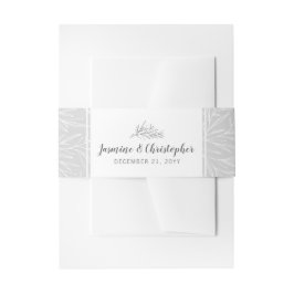 Moderne Botanische Blad Zilveren Bruiloft Uitnodig Uitnodigingen Wikkel