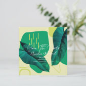 Moderne Botanische Bladcollage Save the Date Kaart (Staand voorkant)