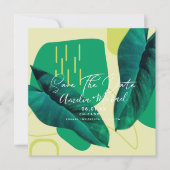 Moderne Botanische Bladcollage Save the Date Kaart (Voorkant)