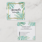 MODERNE BOTANISCHE BLADEREN boho waterverf palm Vierkante Visitekaartje (Voorkant / Achterkant)