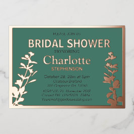  Moderne botanische bladeren Bruidsdouche     Folie Uitnodiging