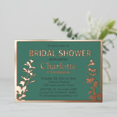 Moderne botanische bladeren Bruidsdouche Folie Uitnodiging (Staand Voorkant)