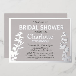  Moderne botanische bladeren bruidsfeestje   Folie Uitnodiging