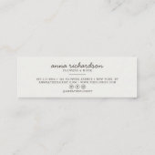 Moderne botanische bladeren elegante grijze eenvou mini visitekaartje (Achterkant)