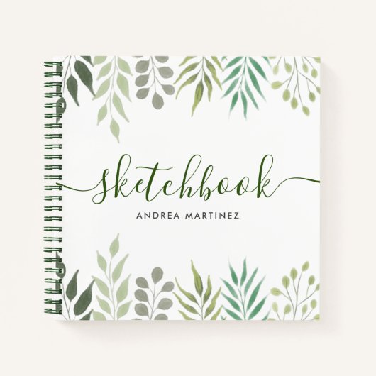 Moderne botanische bladeren Foliage Sketchbook Notitieboek (Voorkant)
