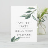 Moderne botanische bladeren sparen de Datum aankon Kaart (Staand voorkant)