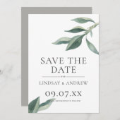 Moderne botanische bladeren sparen de Datum aankon Kaart (Voorkant / Achterkant)