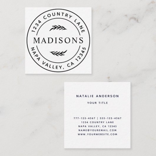 Moderne botanische bladeren  vierkante visitekaartje (Voorkant / Achterkant)