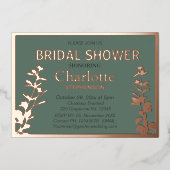 Moderne botanische bladeren Vrijgezellenfeest Roos Folie Uitnodiging (Voorkant)