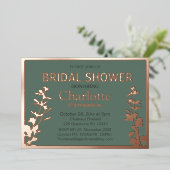 Moderne botanische bladeren Vrijgezellenfeest Roos Folie Uitnodiging (Staand Voorkant)