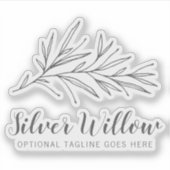 Moderne botanische bladtakken Zilver Minimale Logo Sticker (Voorkant)