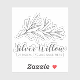 Moderne botanische bladtakken Zilver Minimale Logo Sticker