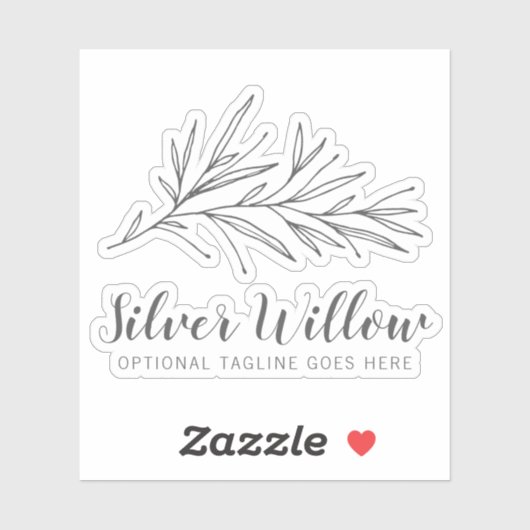 Moderne botanische bladtakken Zilver Minimale Logo Sticker (Vel)