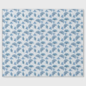 Moderne botanische blauwe en witte bruiloft cadeaupapier (Vlak)
