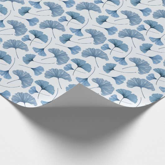 Moderne botanische blauwe en witte bruiloft cadeaupapier (Hoek)