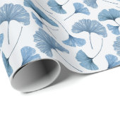 Moderne botanische blauwe en witte bruiloft cadeaupapier (Rol Hoek)