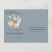 Moderne botanische blauwe pampasgras met uitzonder aankondigingskaart (Achterkant)