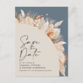 Moderne botanische blauwe pampasgras met uitzonder aankondigingskaart (Voorkant)